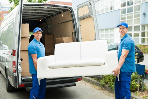 Commercial furniture and IT equipment being prepared for move day