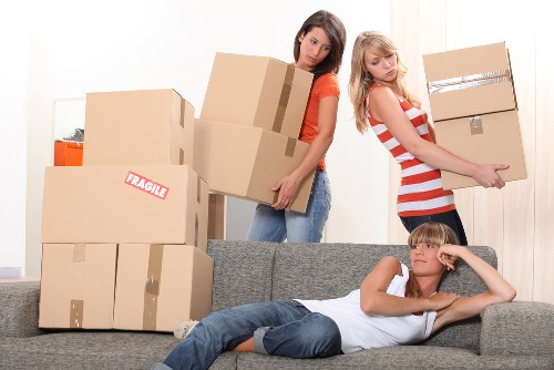 Packed student boxes ready for removals and storage in Holland Park