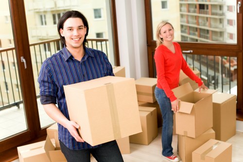 Prepared moving boxes and furniture for a Holland Park relocation